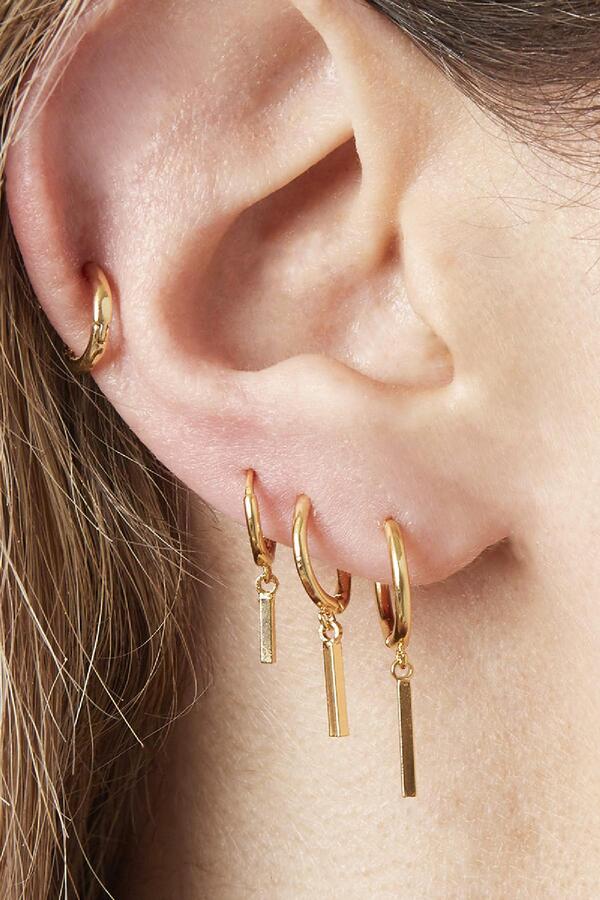 Earrings Set Minimalistic Bar Silver Copper